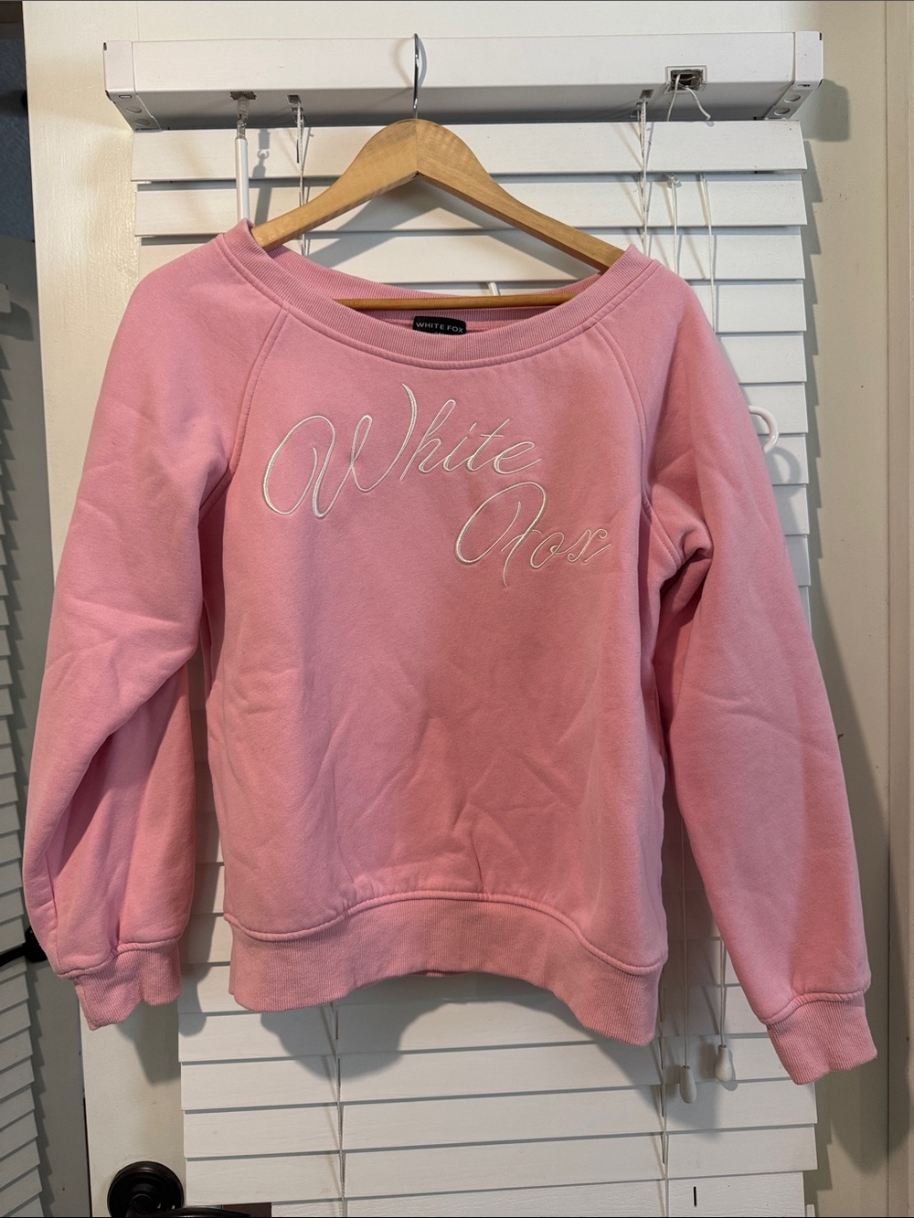 White Fox Pink Embroidered Sweatshirt